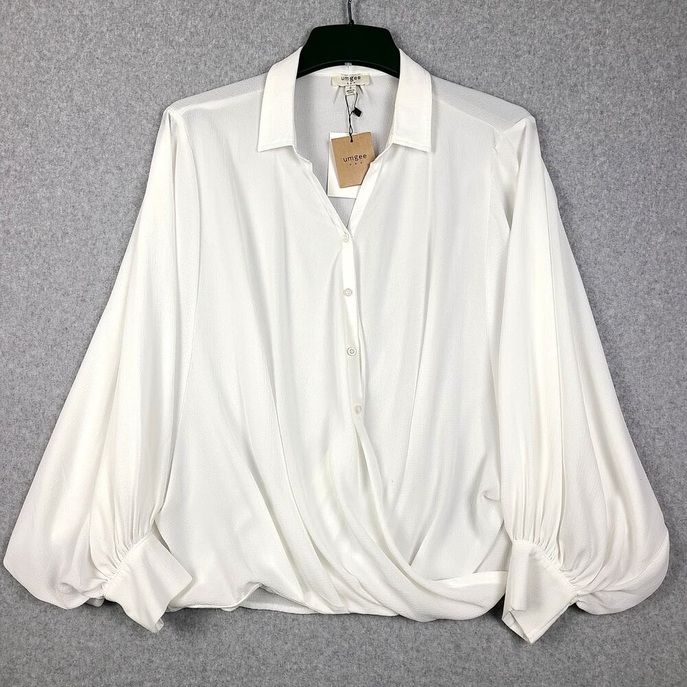 NWT Umgee "Just a Little Crush" White Dressy Career Blouse - Size Small